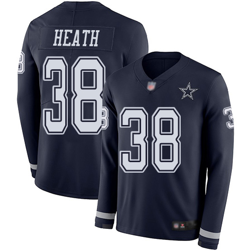 Men Dallas Cowboys Limited Navy Blue Jeff Heath #38 Therma Long Sleeve NFL Jersey->dallas cowboys->NFL Jersey